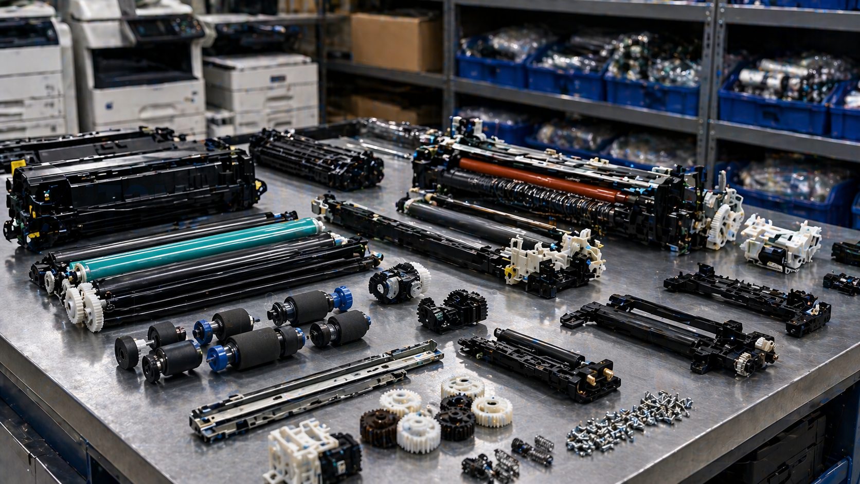 Genuine printer spare parts including rollers, drums and gears