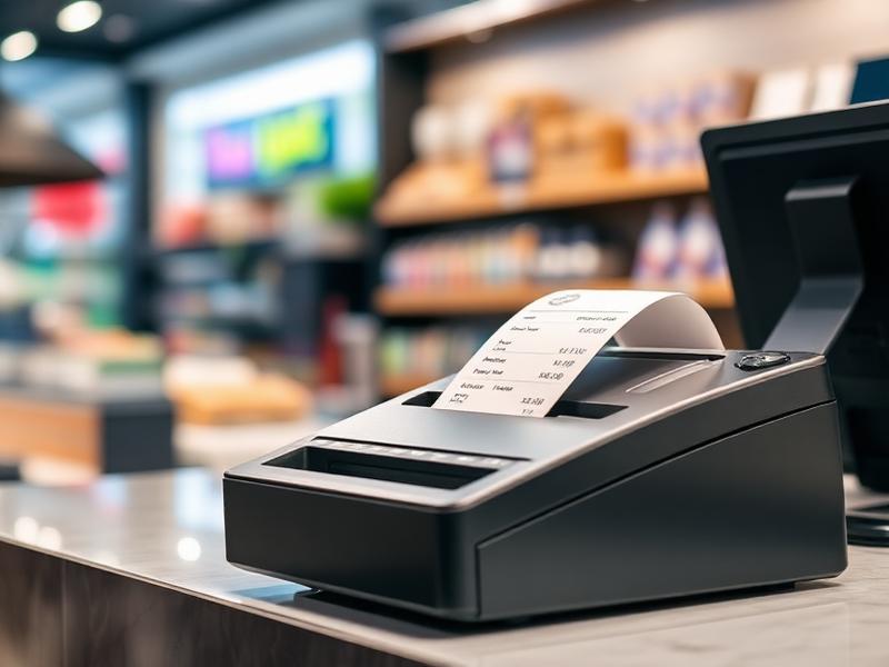 POS thermal receipt printer on a retail counter